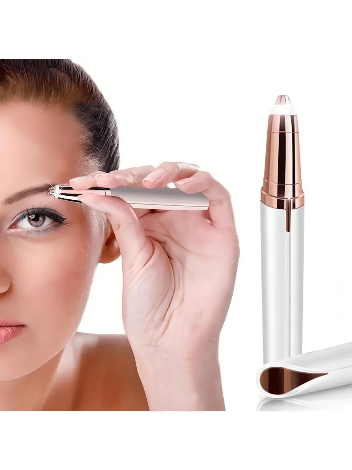 1Pc ABS Portable Eyebrow Trimmer Portable Eyebrow , Painless White Eyebrow Trimmer, Women'S Eyebrow Fixing Pen Automatic Eye-B